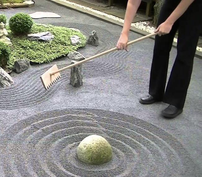 External research of a Japanese zen garden, and how to work with sand in calming ways.